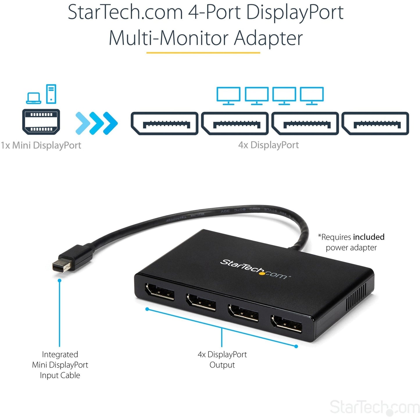 Hub MST de StarTech.com MSTMDP124DP - Mini DisplayPort a 4x DisplayPort Hub de Transporte Multi-Stream - Conecta 4 Monitores Soporte de Resolución 4K Descontinuado