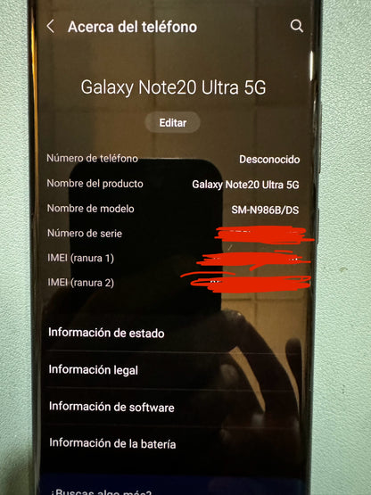 Galaxy Note20 Ultra 5G Galaxy Note20 Ultra 8GB RAM, 128 GB Almacenamiento