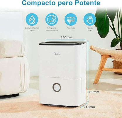 MIDEA Deshumidificador Silencioso 20L para Humedad