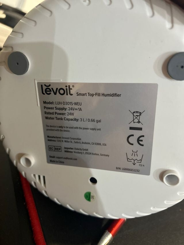 LEVOIT 3L Top Fill Humidificador, 28dB Silencioso,